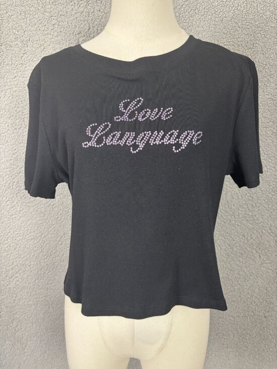 Grayson Threads Tops - Grayson Threads Juniors' "Love Language" Black Cropped T-Shirt Size XL NWT's